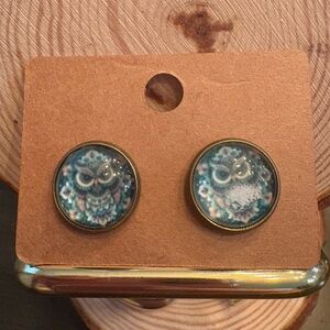 Handcrafted Boho Owl Stud Earrings